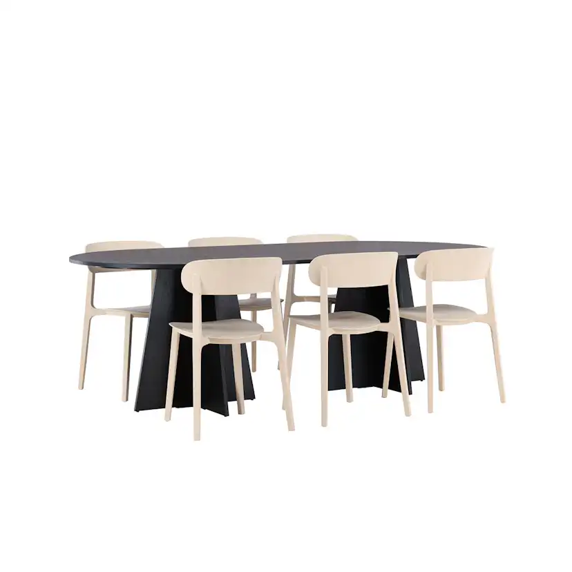 Spisegruppe Venture Home Bootcut Oval med 6 stk Åstol
