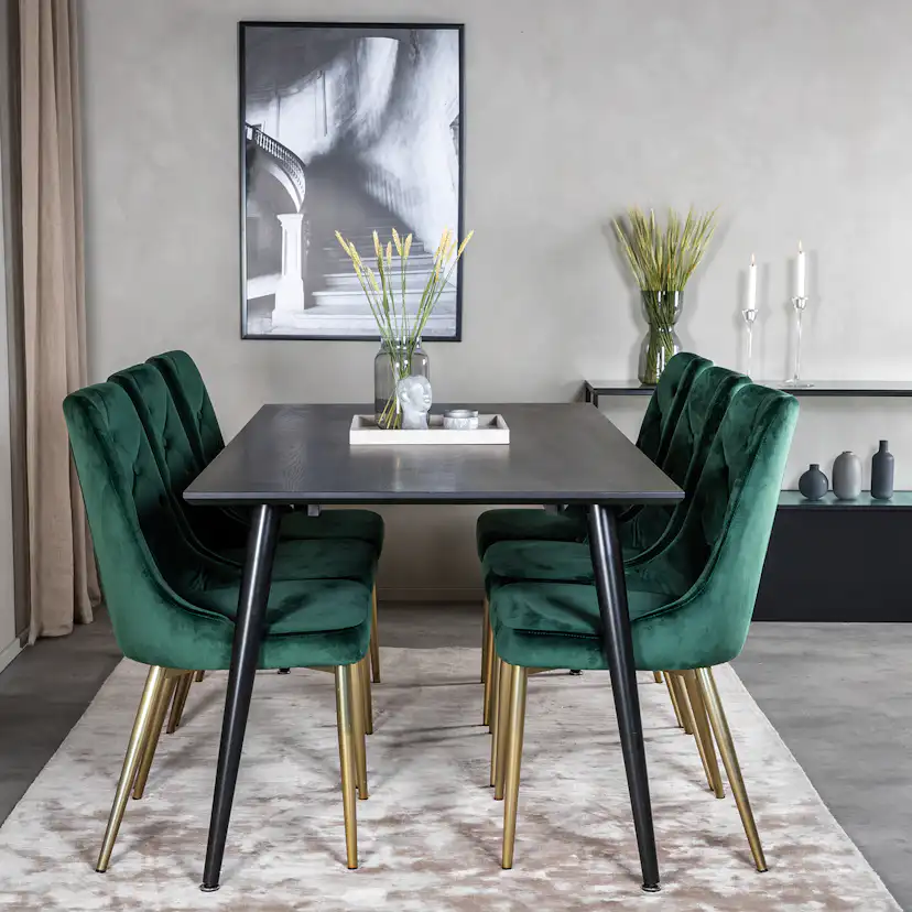 Spisegruppe Venture Home Dipp med 6 Velvet Deluxe Fløyel Stoler