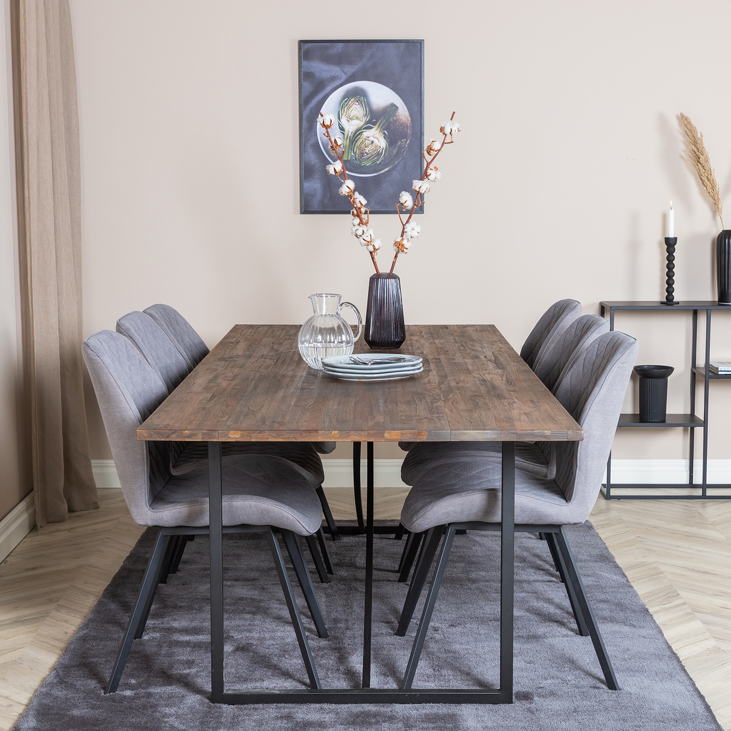 Spisegruppe Venture Home Peo med 6 Geneva Stoler
