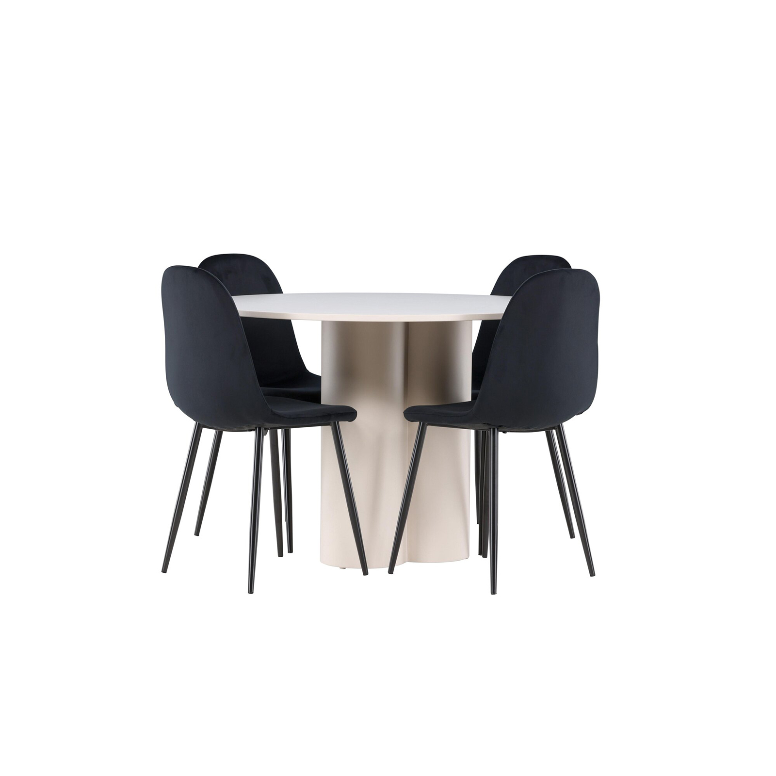 Spisegruppe Venture Home Olivia Ø110 med 4 stk Polar Stoler Fløyel