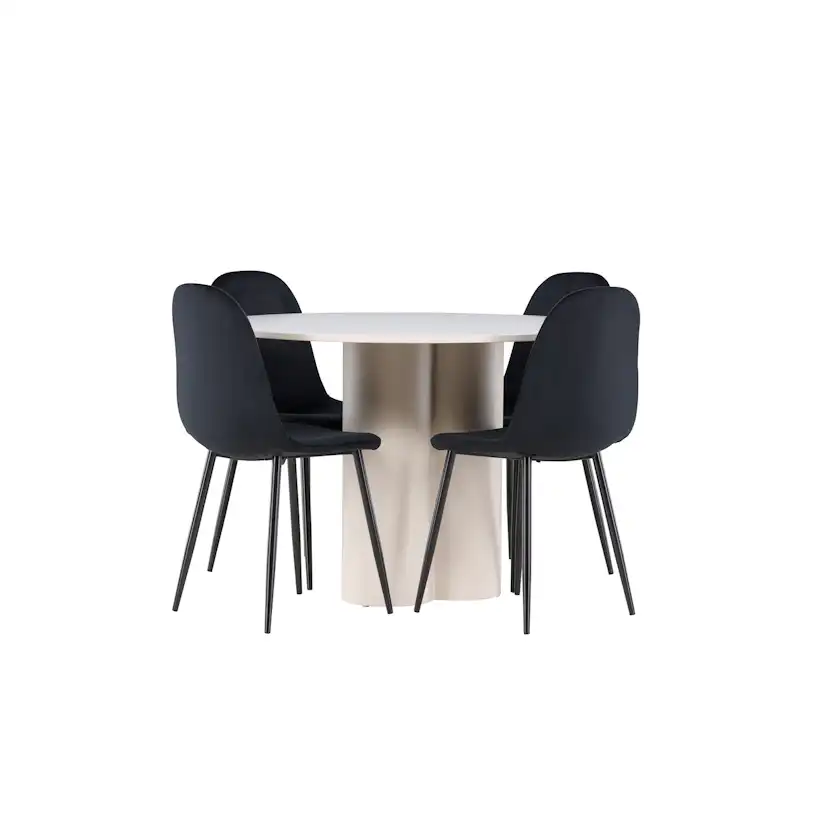 Spisegruppe Venture Home Olivia Ø110 med 4 stk Polar Stoler Fløyel