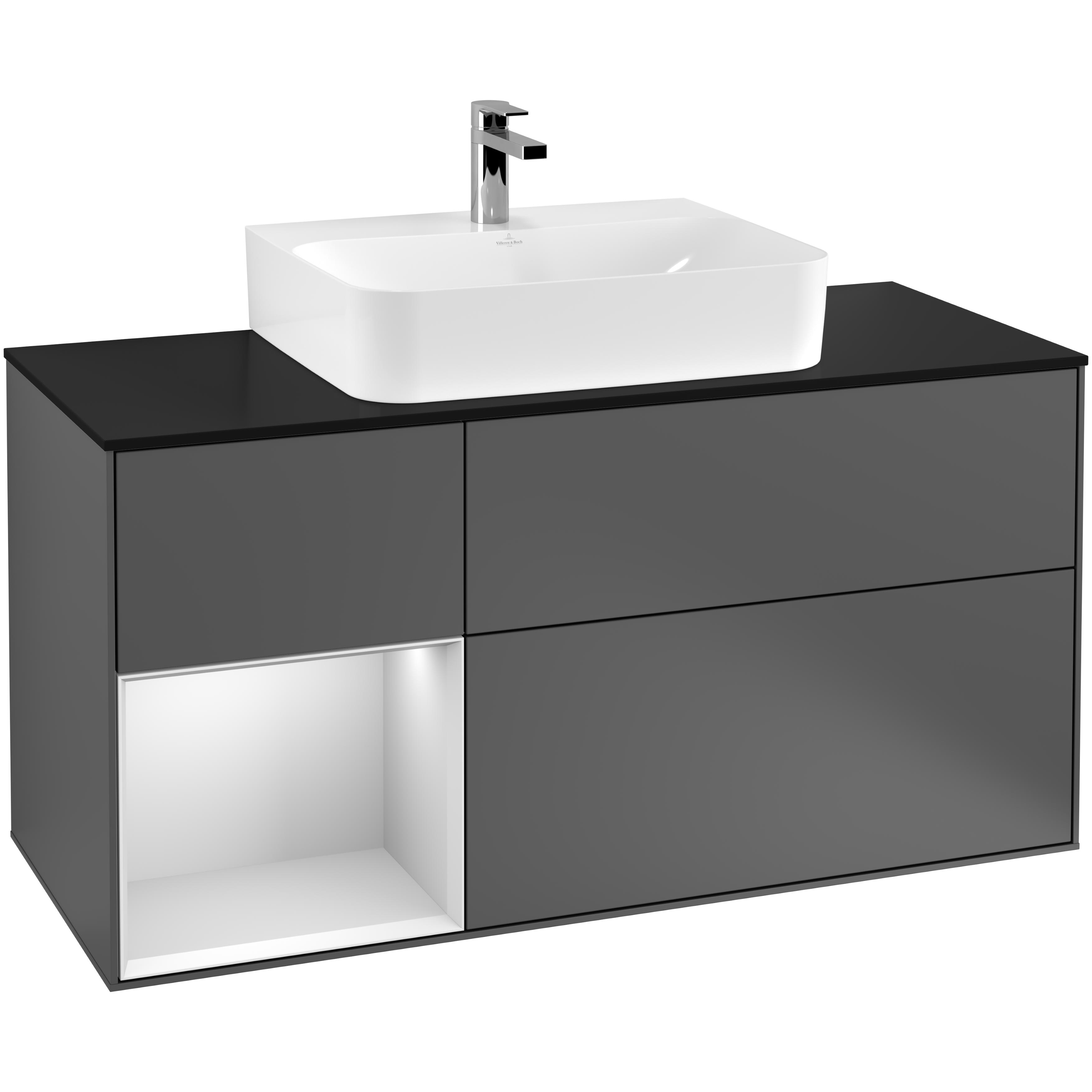 Tv&auml;ttst&auml;llssk&aring;p Villeroy & Boch Finion med 3 L&aring;dor Hylla och B&auml;nkskiva f&ouml;r Centrerat Tv&auml;ttst&auml;ll