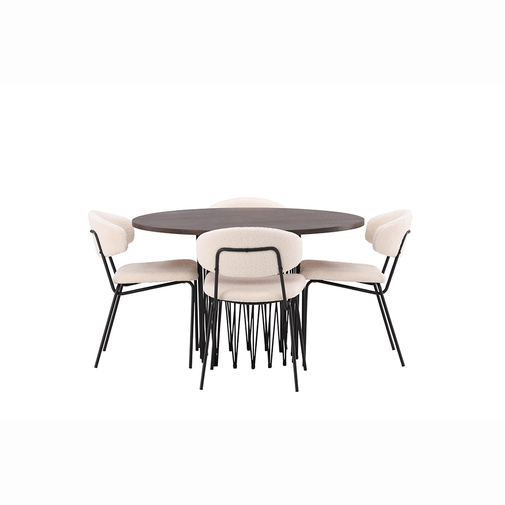 Spisegruppe furniture/fashion Stone med 4 Chico Stoler Rundt