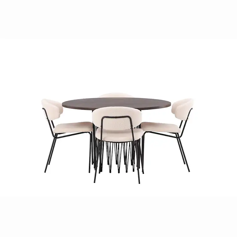 Spisegruppe furniture/fashion Stone med 4 Chico Stoler Rundt