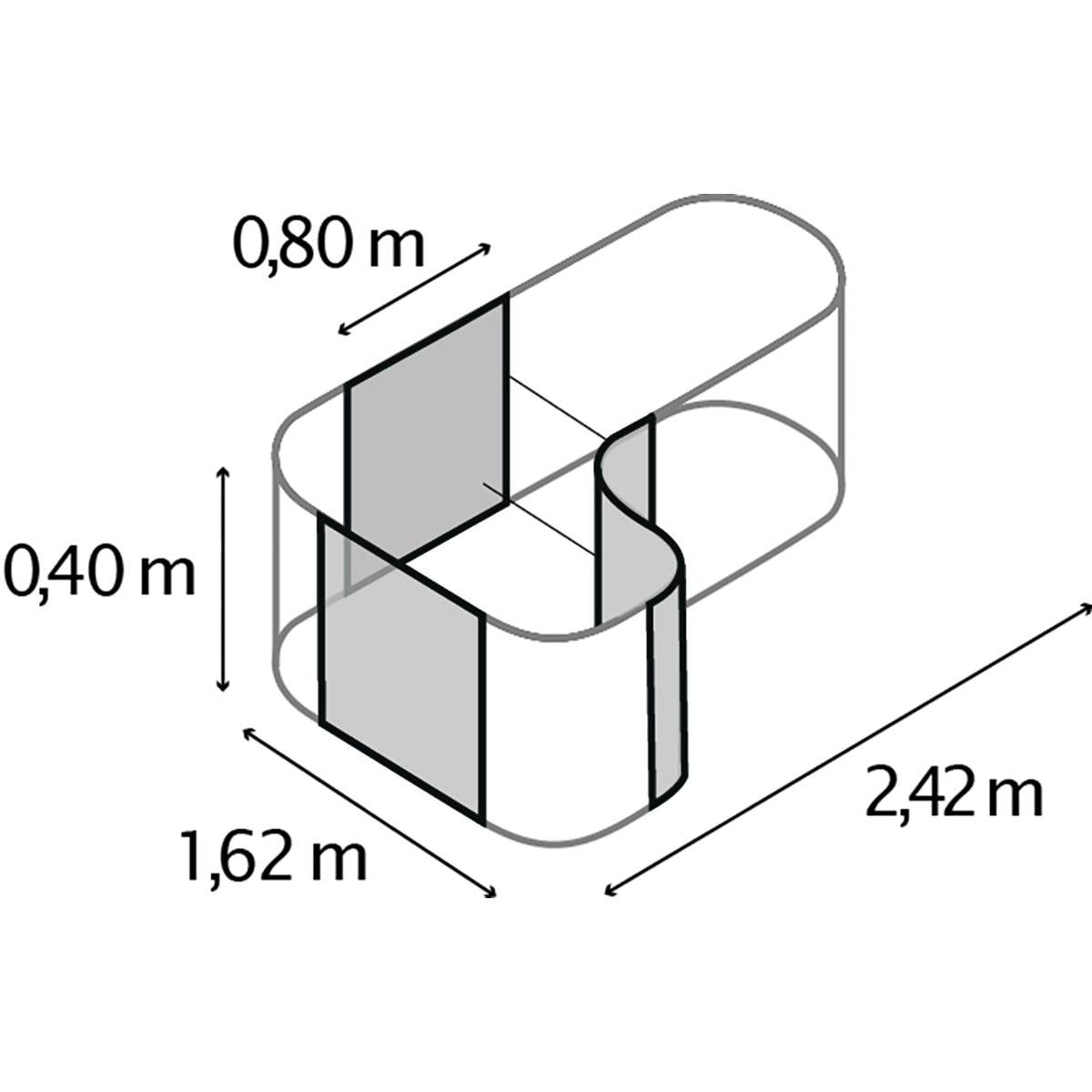 Plantekant Vitavia Curve 401 Antrasitt