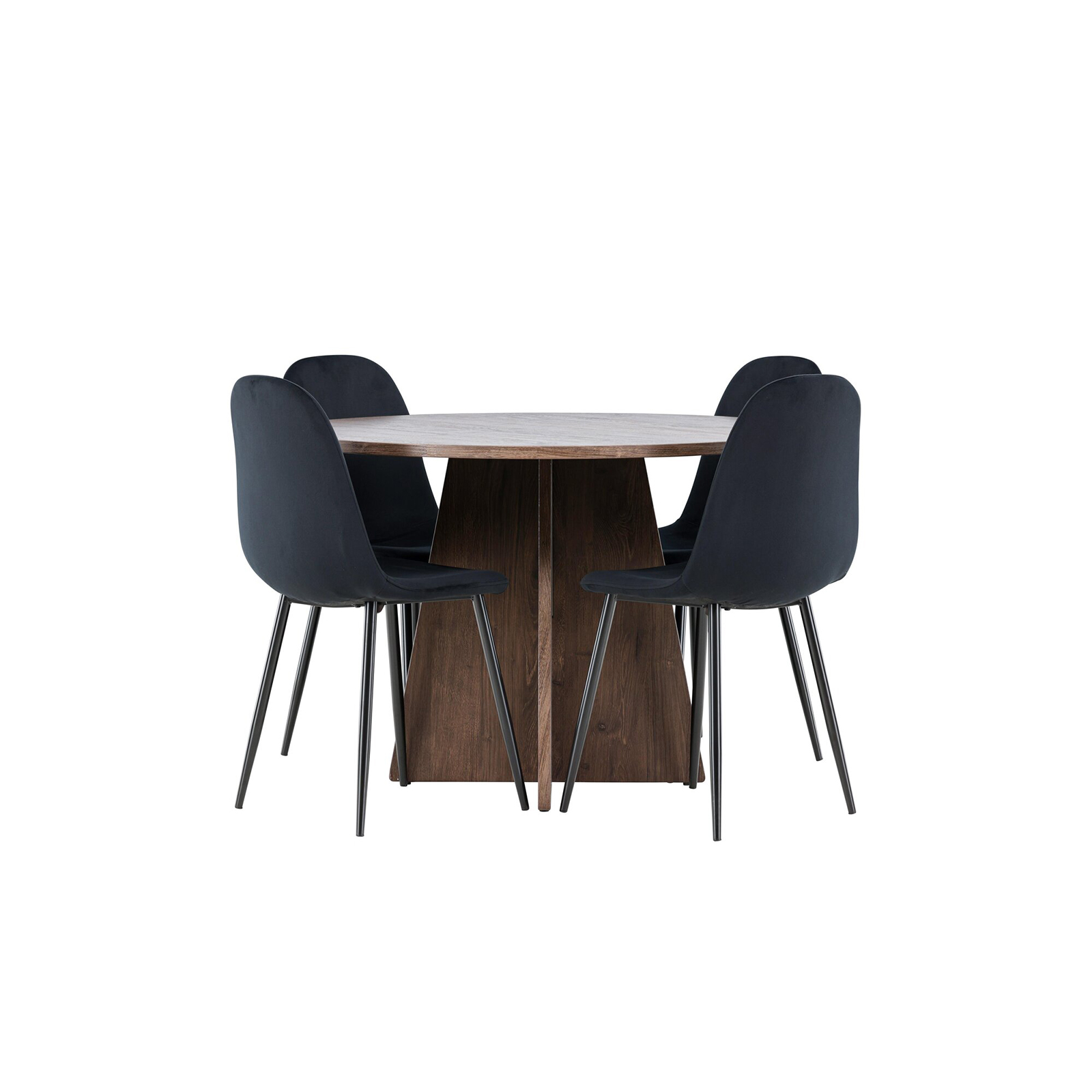 Spisegruppe Venture Home Bootcut Ø110 med 4 stk Polar Stoler Fløyel