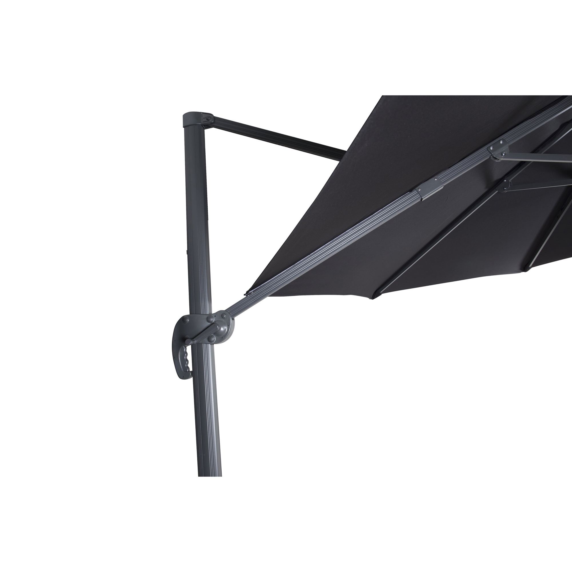 Leeds - Umbrella 3,5m - Black Alu/Black Fabric Sort/Sort, Ø 3,5 m