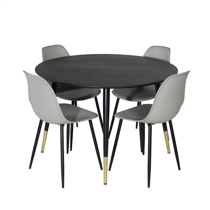 Spisegruppe Venture Home Dipp Ø115 cm med 4 Polar Plast Stoler