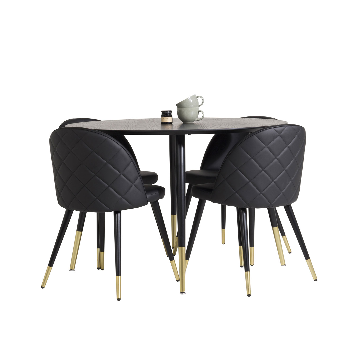 Spisegruppe Venture Home Dipp med 4 Velvet Stoler Skinn