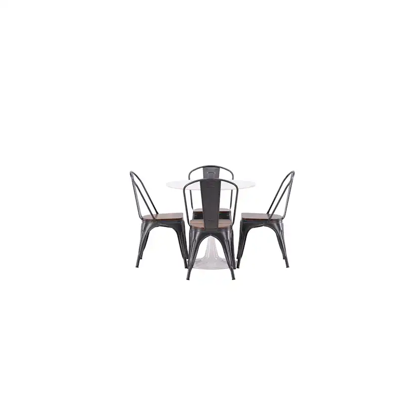 Spisegruppe Venture Home Hamden Ø80 cm med 4 Tempe Stoler