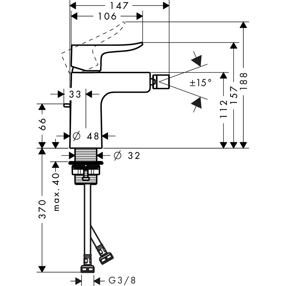 Bidéblander Hansgrohe Metris