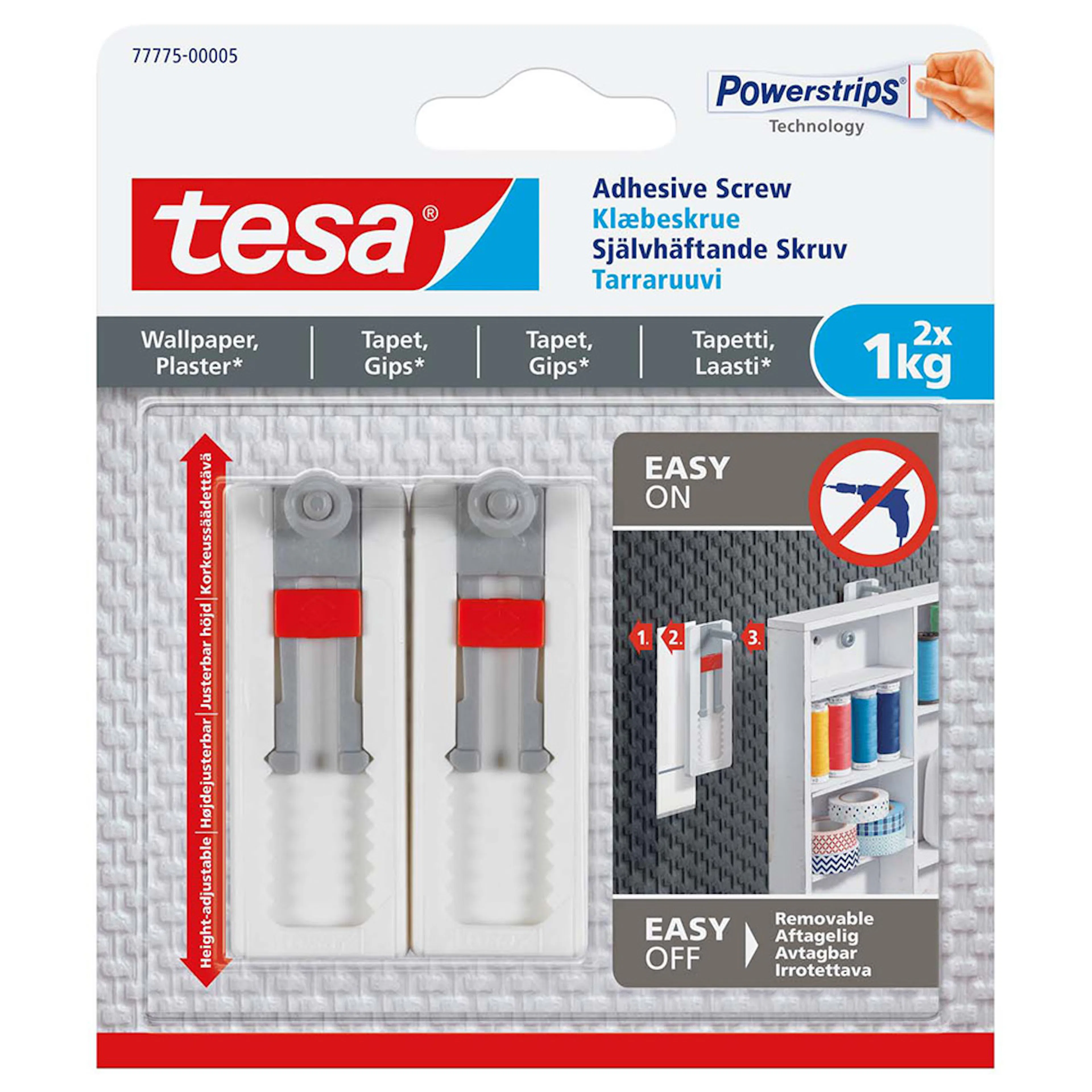 Selvklebende Skrue Tesa Justerbar Tapet 2 stk 1 kg