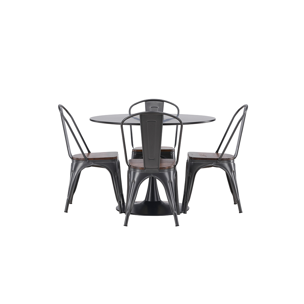 Spisegruppe Venture Home Glade Ø 100 cm med 4 Tempe Stoler