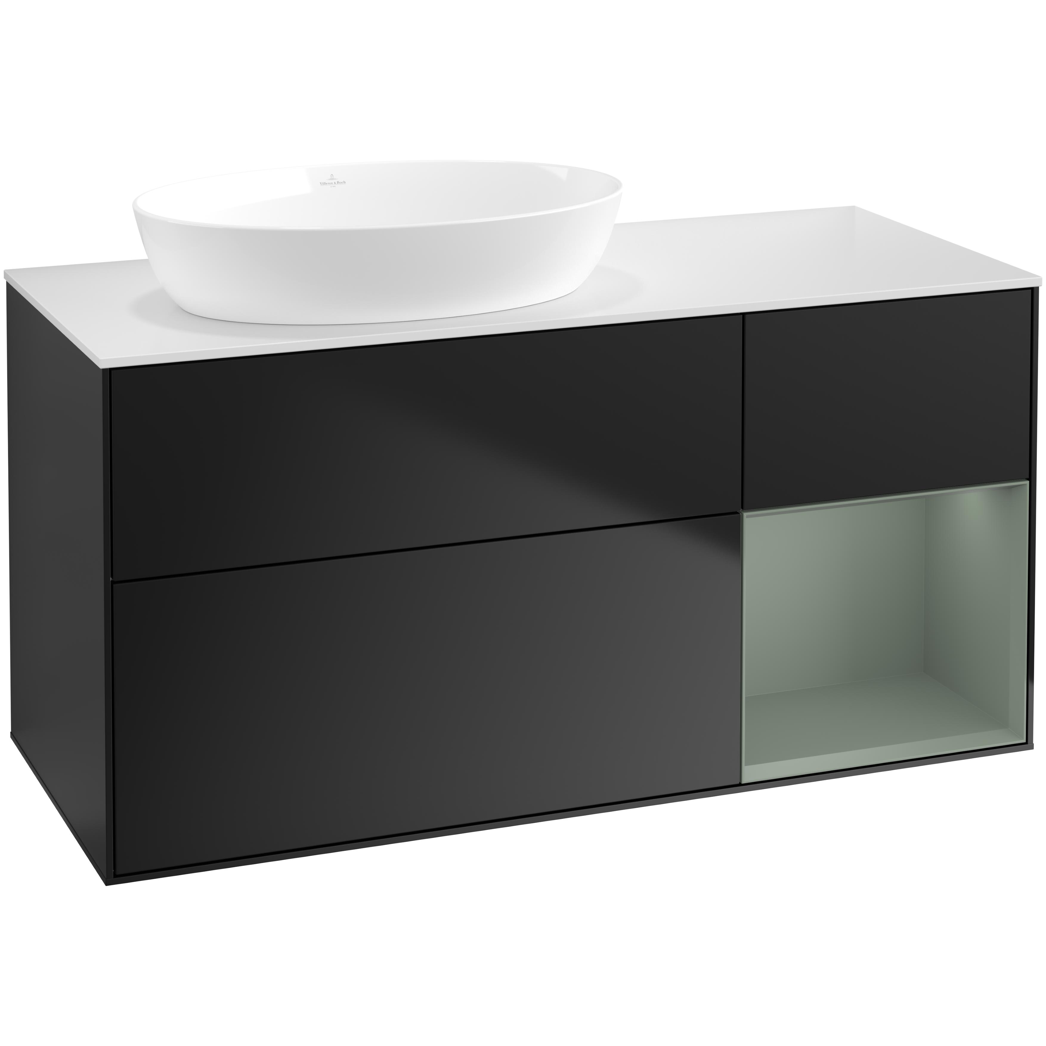 Tvättställsskåp Villeroy & Boch Finion med 3 Lådor Hylla och Bänkskiva för Ocentrerat Tvättställ från Artis & Collaro