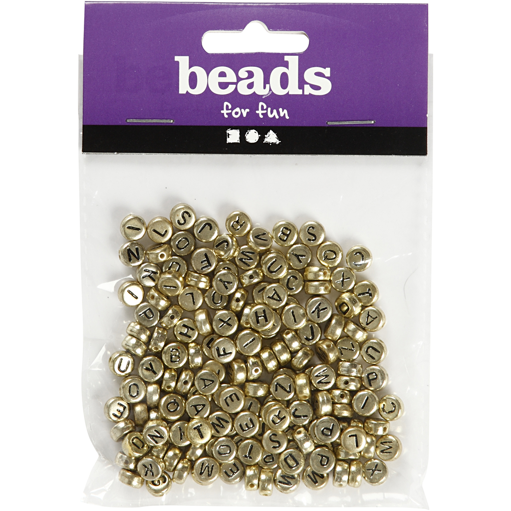 Bokstavperler Creativ Company Gull Dia 7 mm Hullstr 1,2 mm 21 g/1 Pk