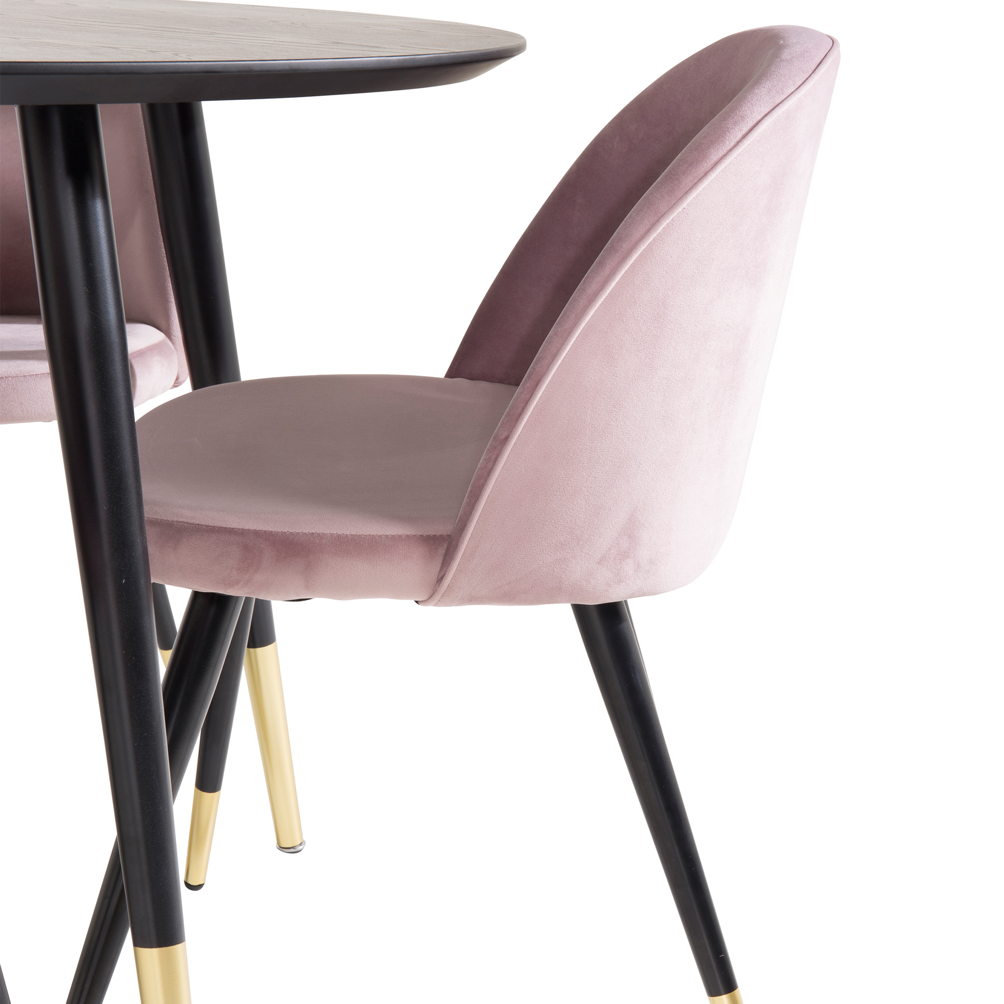 Spisegruppe Venture Home Dipp Ø115 cm med 4 Velvet Stoler