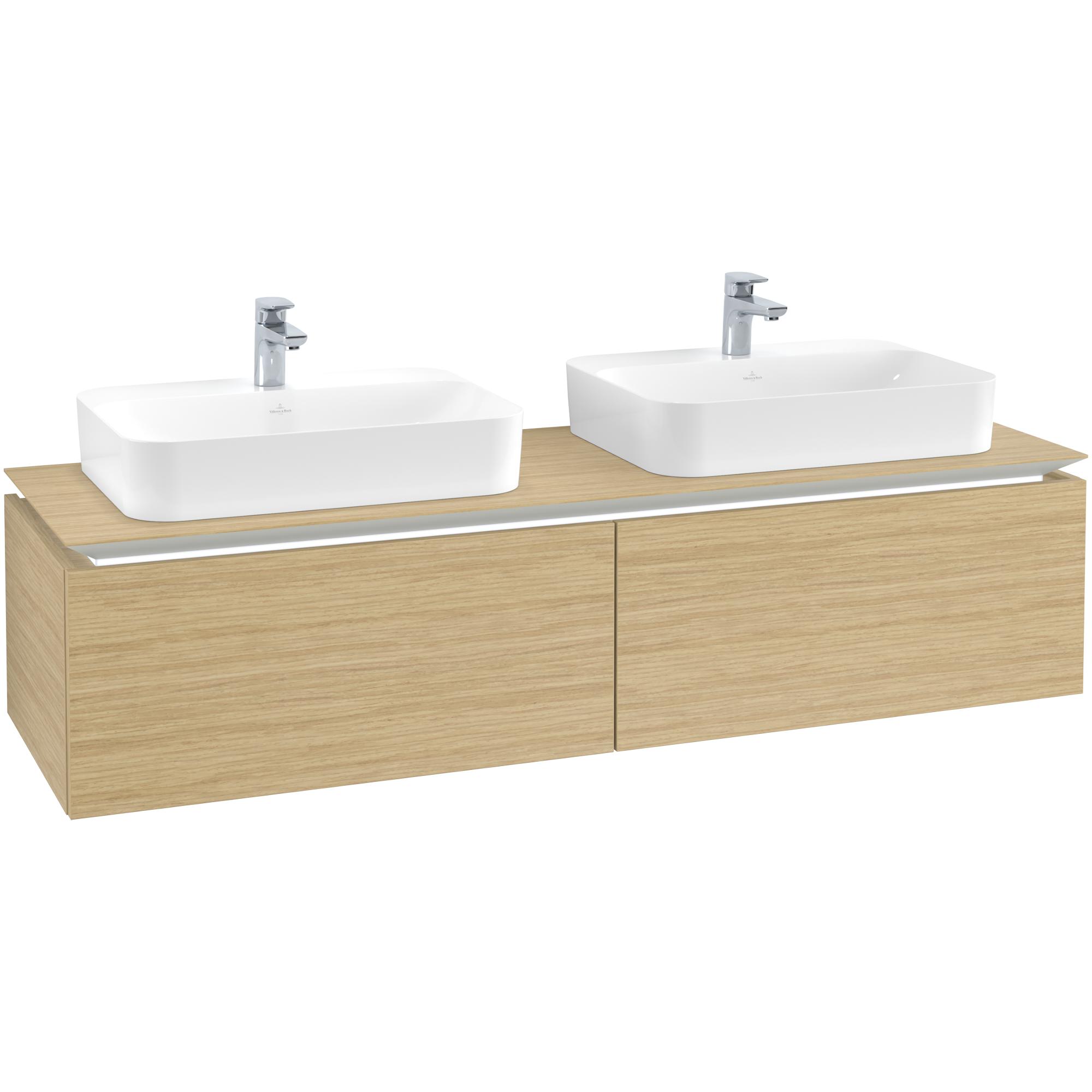 Tvättställsskåp Villeroy & Boch Legato Kompakt 1600 med 2 Lådor för Två Ytmonterade Tvättställ från Finion & Memento | badrum - badrumsmobler - tvattstallsskap-och-kommod | KakelKungen