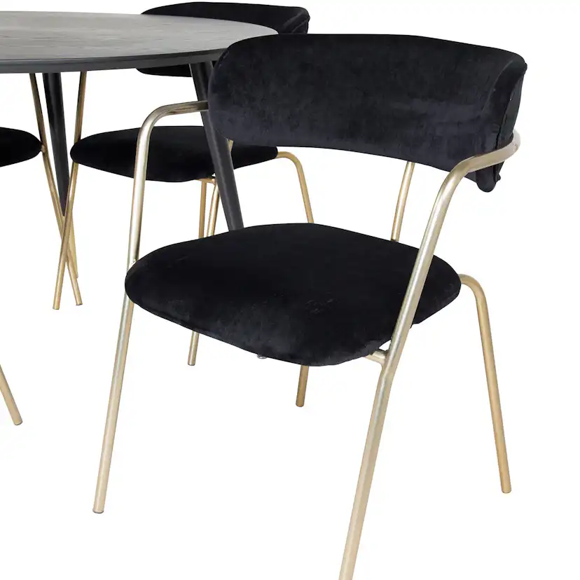 Spisegruppe Venture Home Dipp Ø115 cm med 4 Arrow Stoler