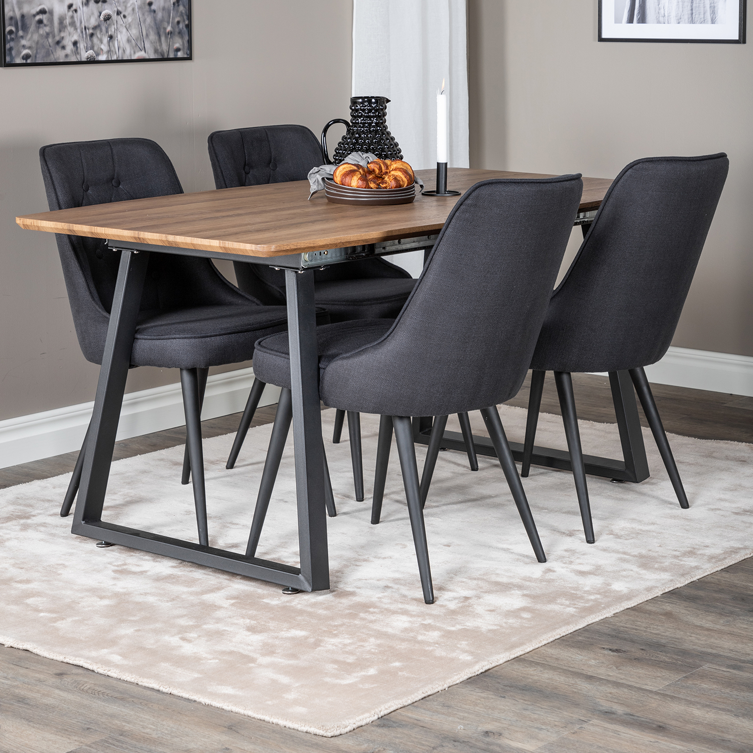 Spisegruppe Venture Home Ina med 4 Vera Stoler Polyester