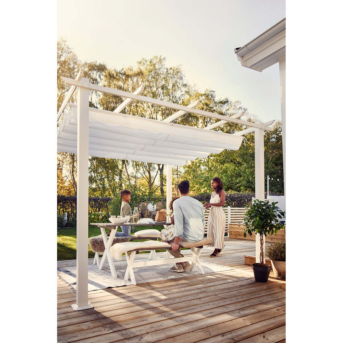 Pergola 4x4 m Vit Hvit
