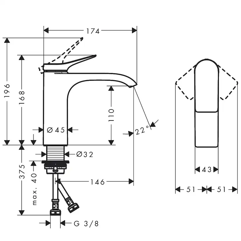 Servantbatteri Hansgrohe Vivenis 110 Waterfall