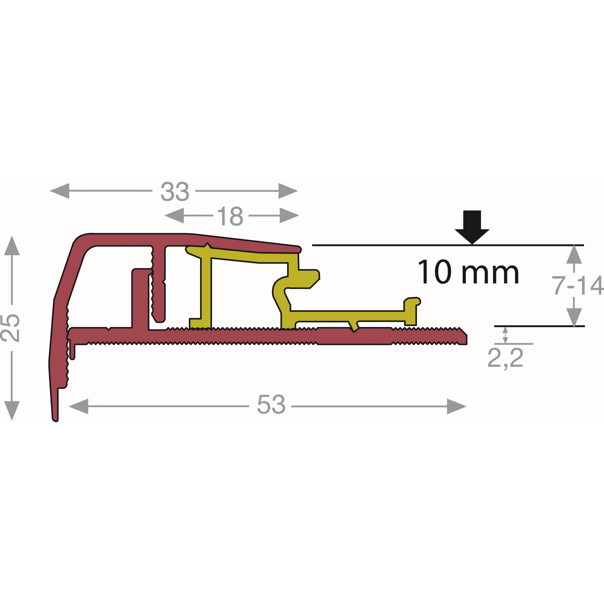 TRAPPENESE PROFIL ALUMINIUM 2,4 M 2400 mm