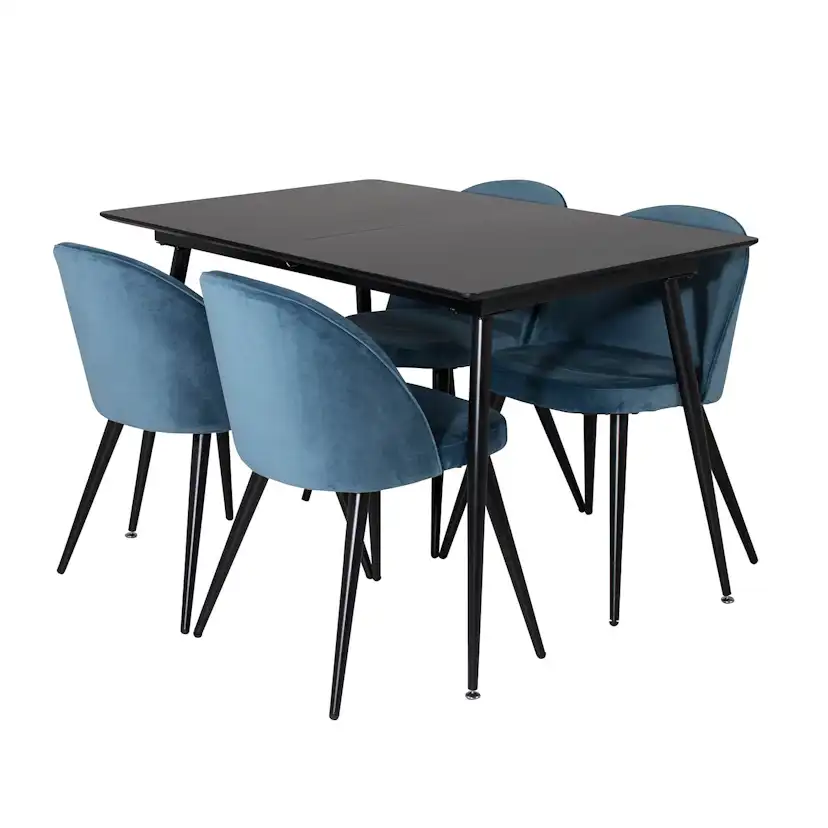 Spisegruppe Venture Home Silvia med Innleggsplate og 4 Valentina Stoler