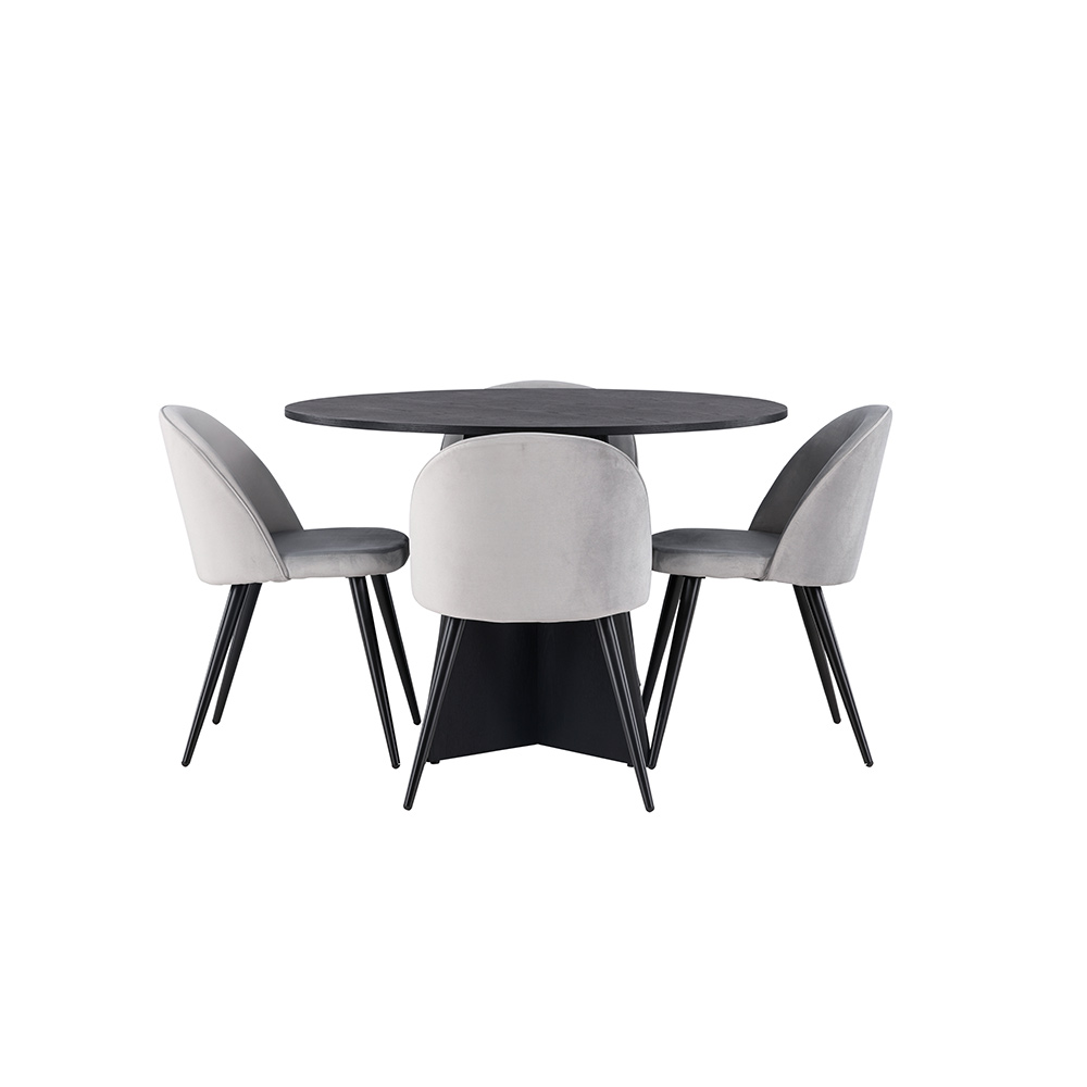 Spisegruppe Venture Home Bootcut Ø110 cm med 4 Velvet Stoler