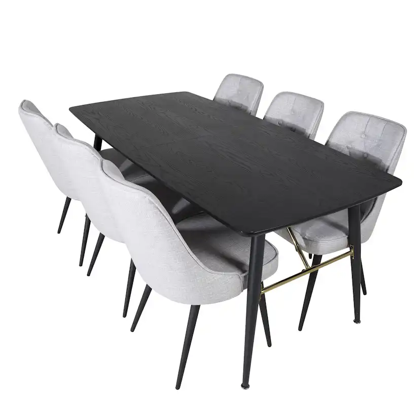 Spisegruppe Venture Home Gold med 6 Velvet Deluxe Stoler