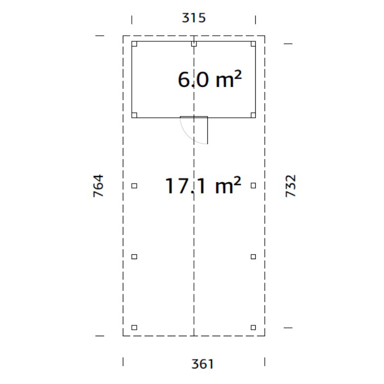 Carport Palmako Robert 23,1 m2 med Bod
