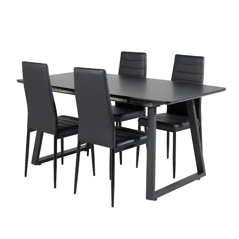 Inca Extentiontable-Black top/Slim High Back Chair-Black_4 Sort/Sort