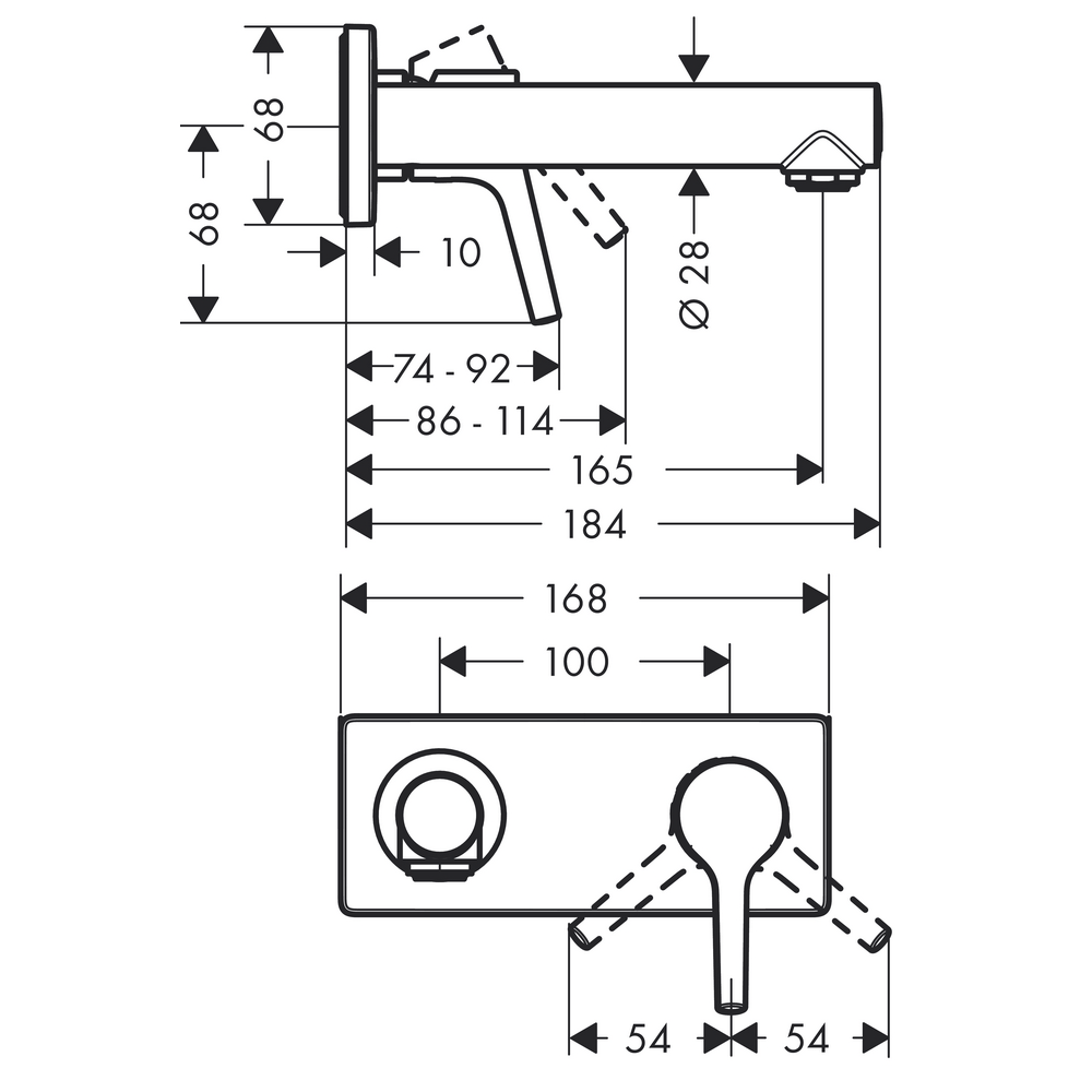 Servantbatteri Hansgrohe Talis S for Innbygging