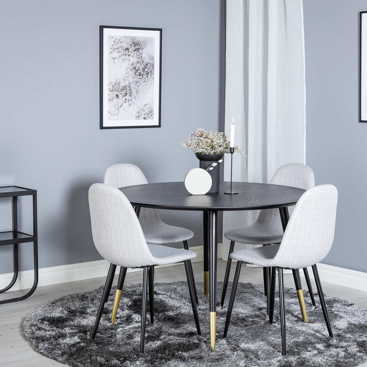 Spisegruppe Venture Home Dipp Ø115 cm med 4 Polar Stoler