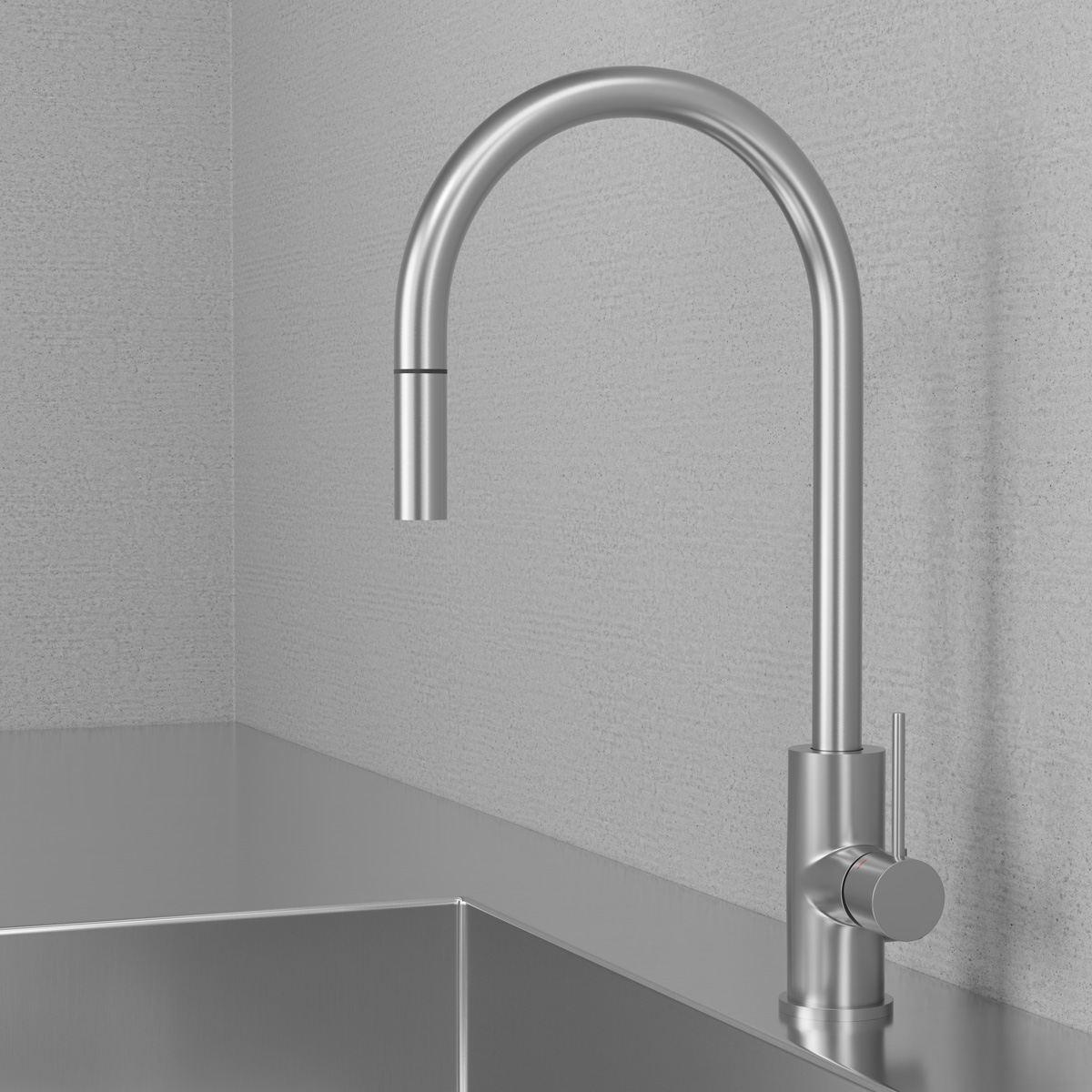 Kjøkkenbatteri Scandtap Steel Accent med Uttrekkbar Tut