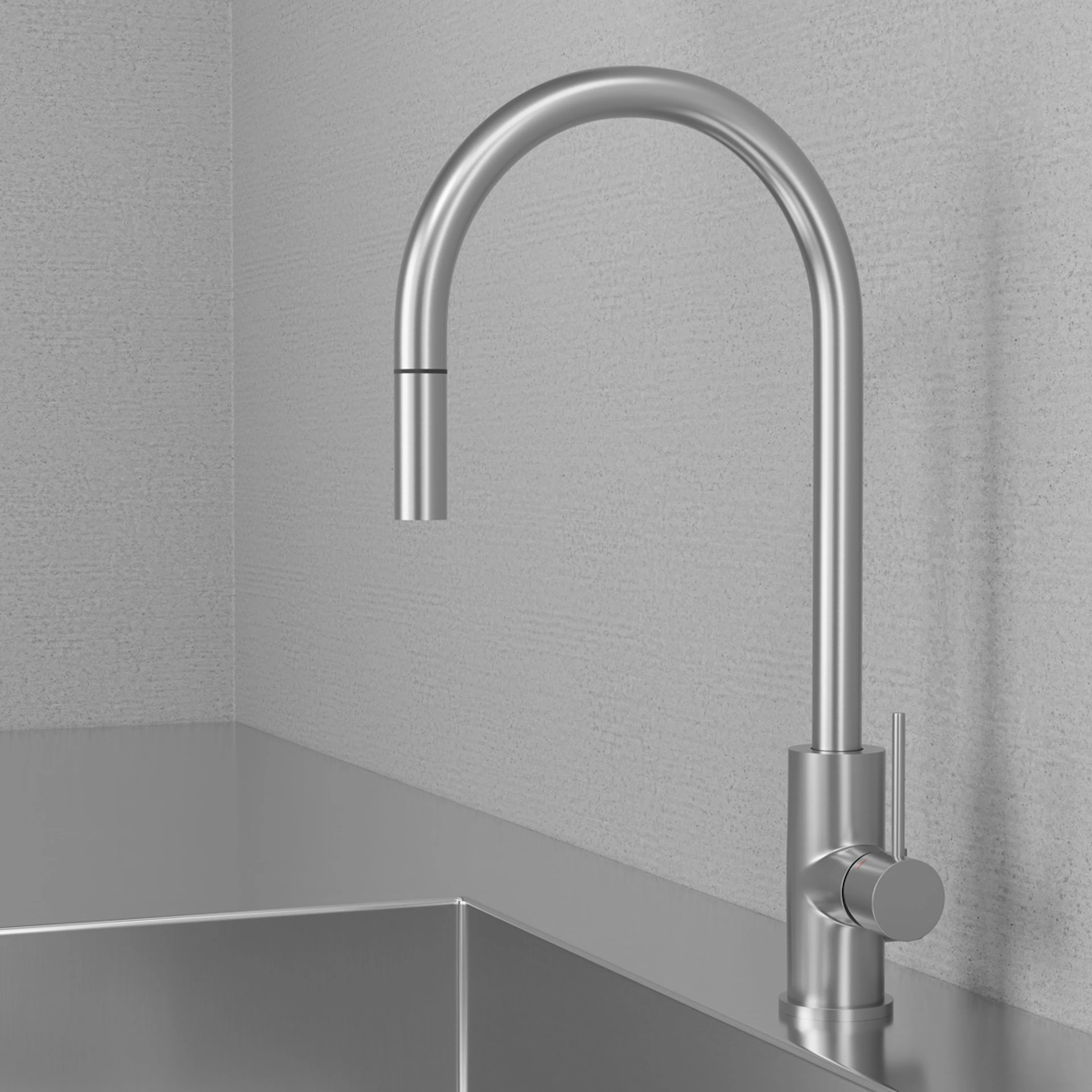 Kjøkkenbatteri Scandtap Steel Accent med Uttrekkbar Tut