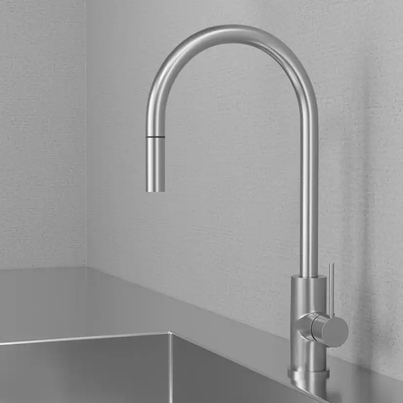 Kjøkkenbatteri Scandtap Steel Accent med Uttrekkbar Tut