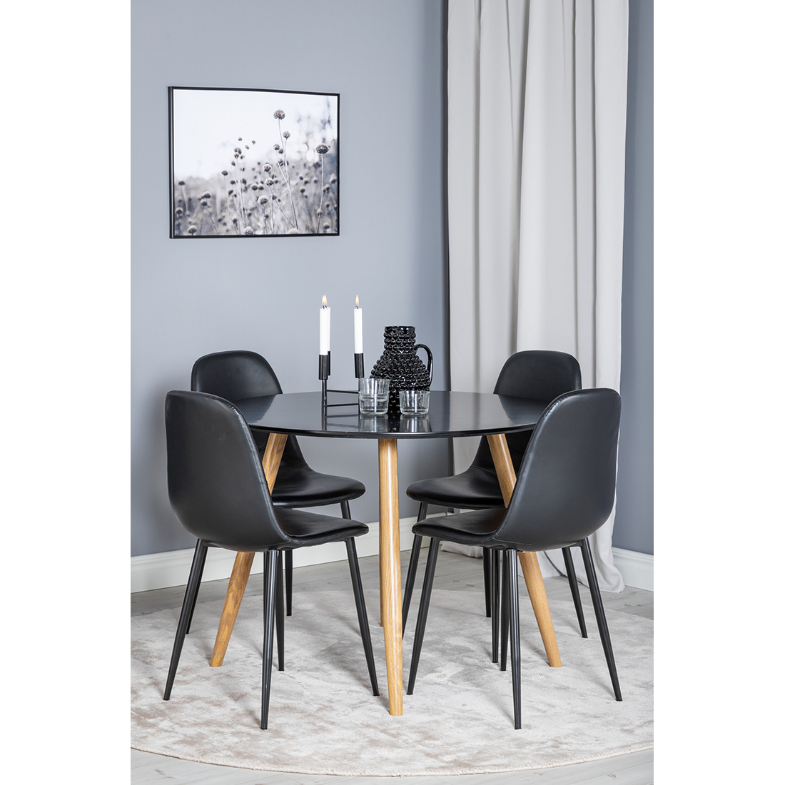 Spisegruppe Venture Home Polar Ø100 cm med 4st Plaza Spisestoler
