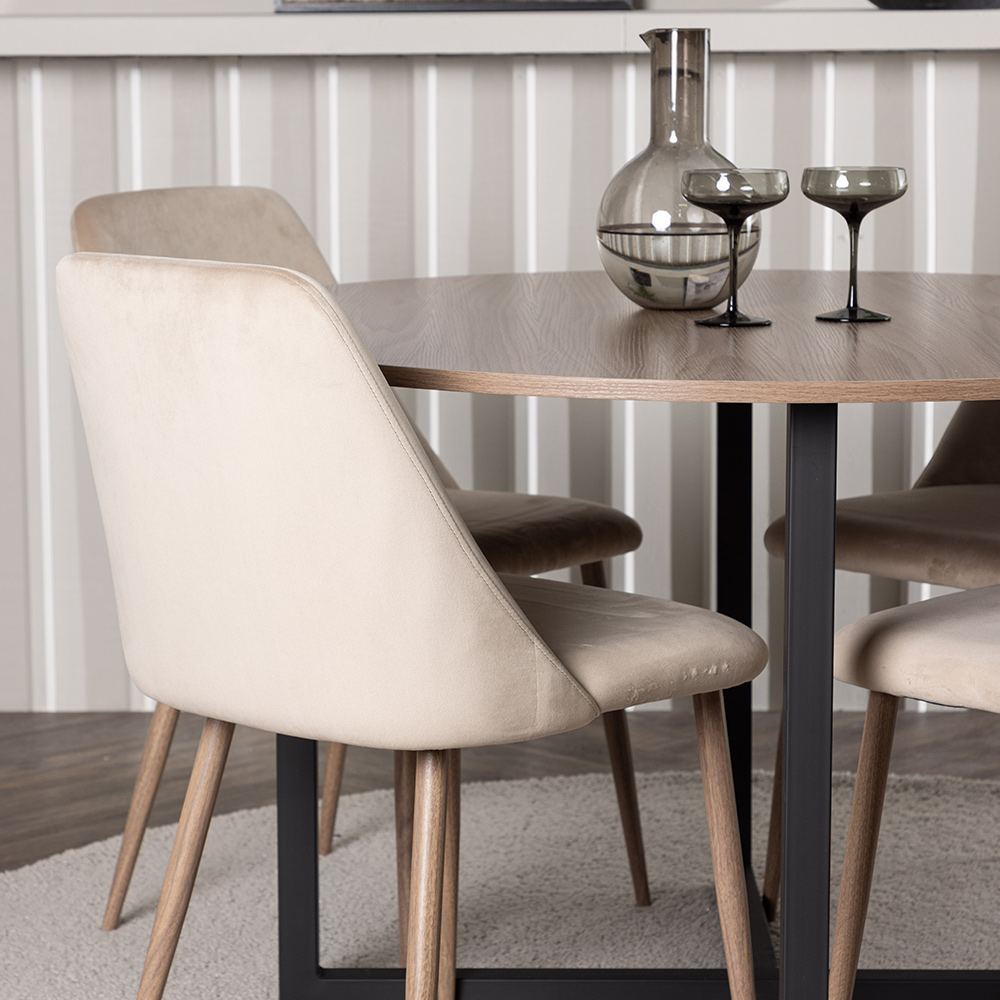 Spisegruppe Venture Home Durango Ø120 cm med 4 stk Night Stoler