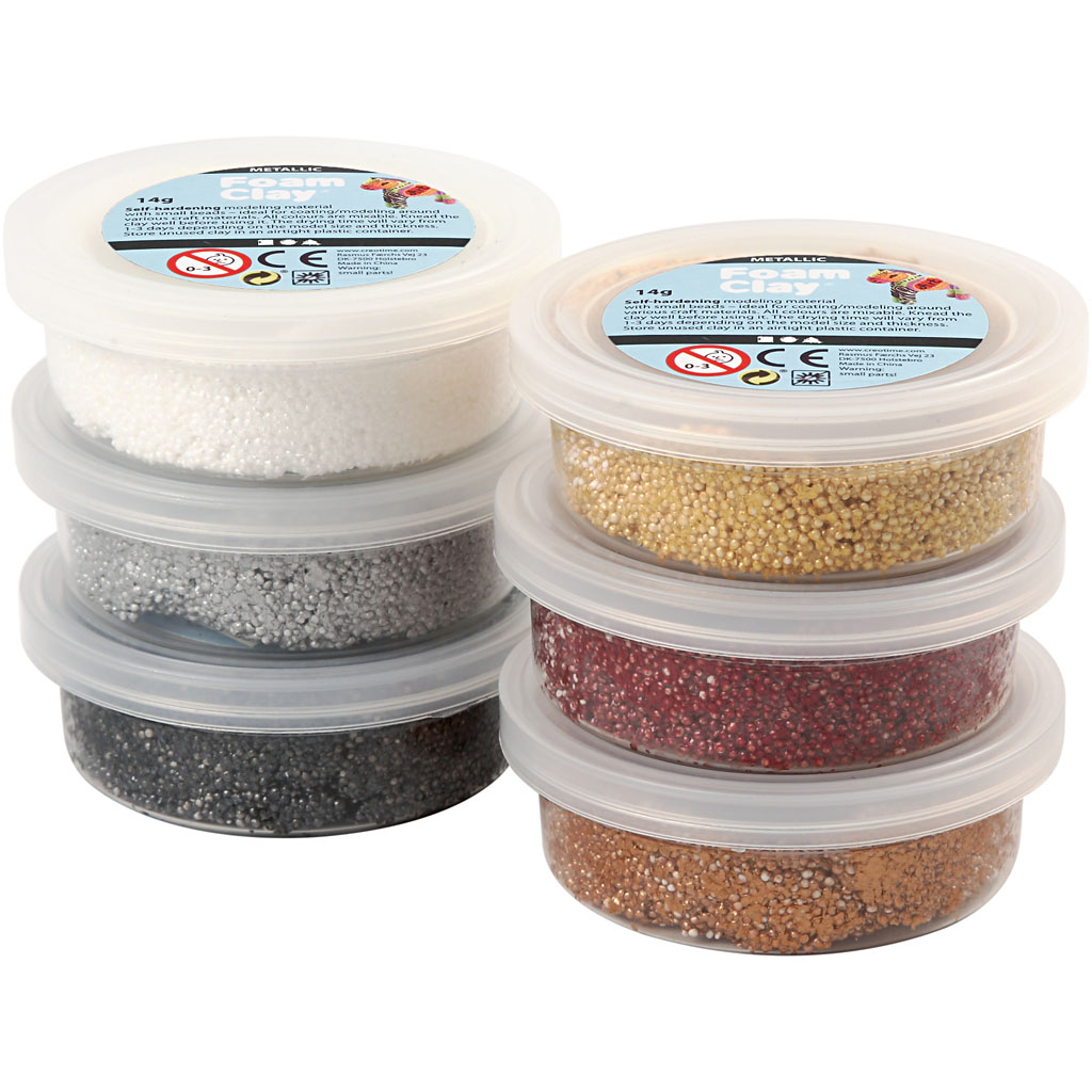 Foam Clay Creativ Company Ass Dempede farger Metallic 6x14 g/1 Pk