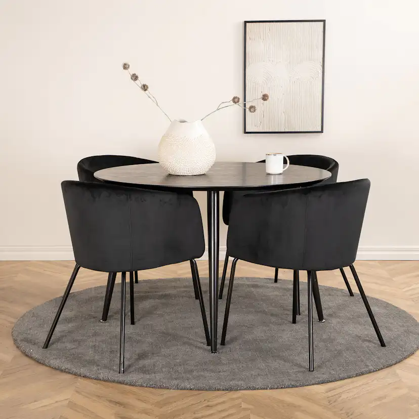 Spisegruppe Venture Home Dipp Ø115 cm med 4 Berit Stoler
