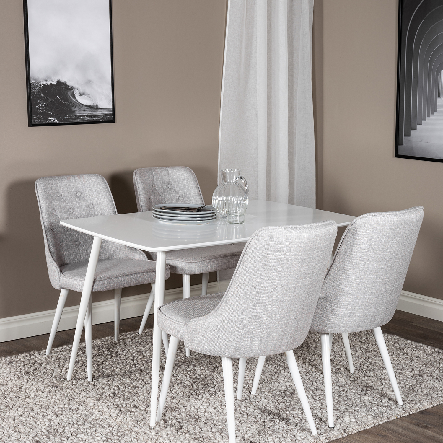 Spisegruppe Venture Home Pobbie med 4 Vera Stoler Polyester