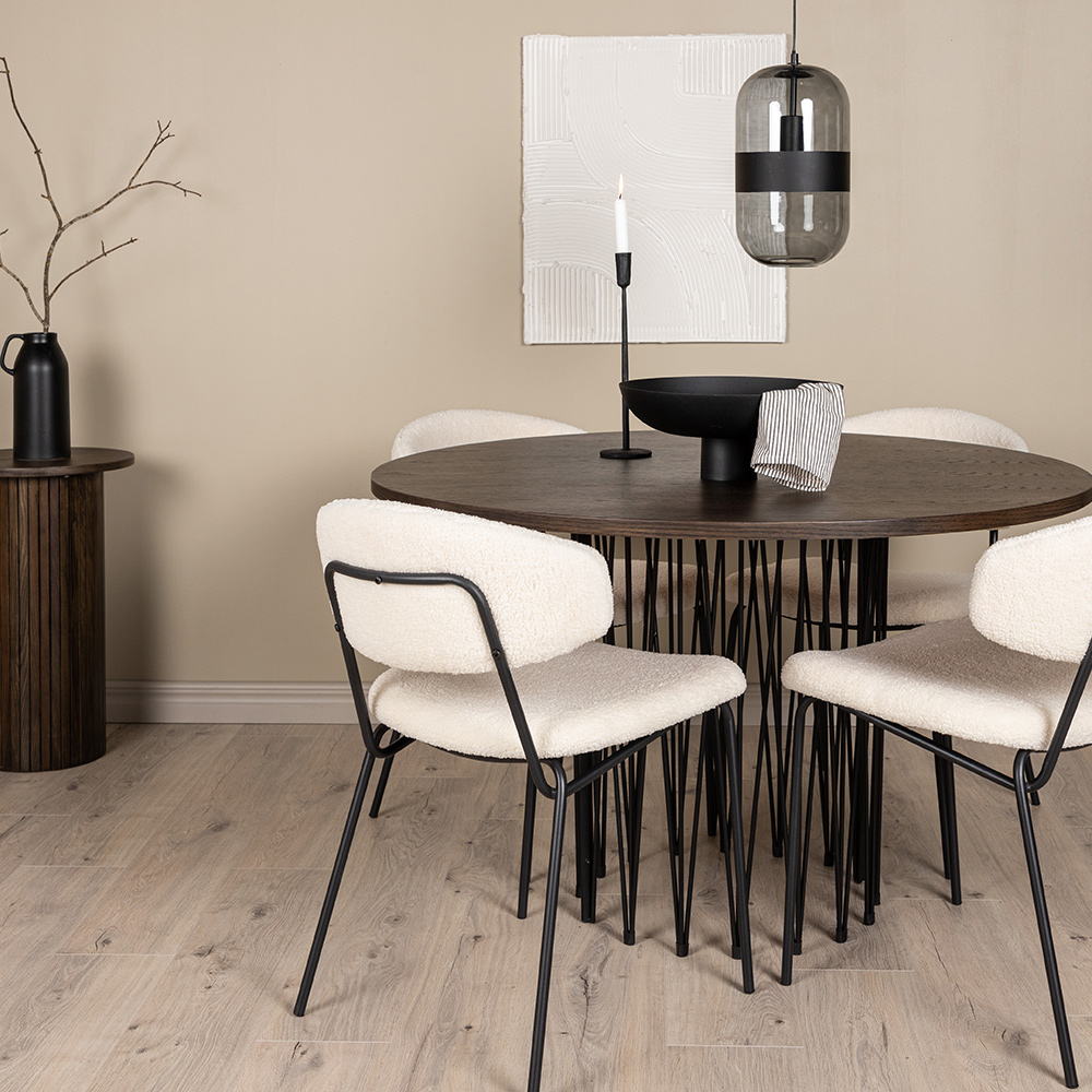 Spisegruppe furniture/fashion Stone med 4 Chico Stoler Rundt