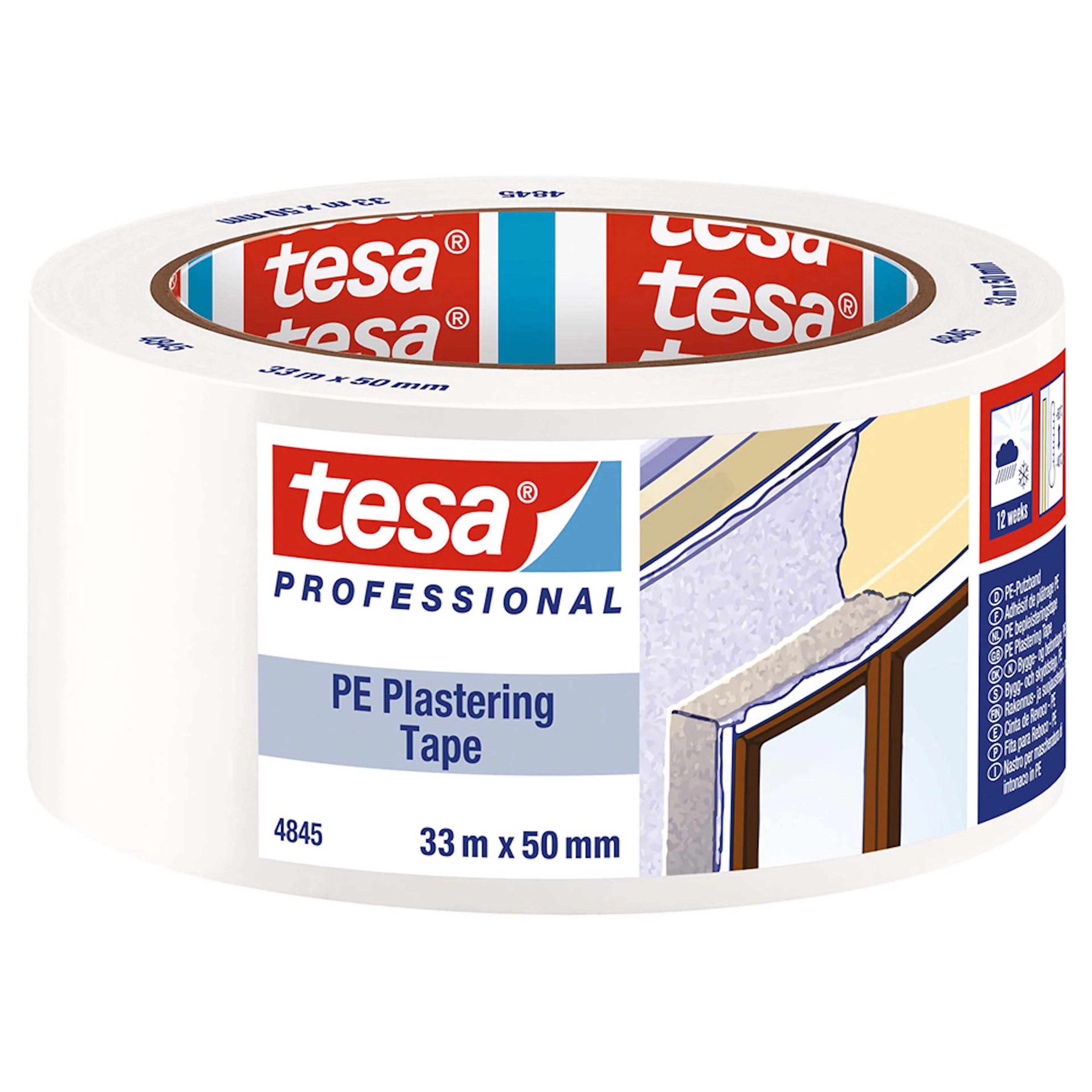 Byggteip Tesa PE 4845 Hvit 33 m x 50 mm