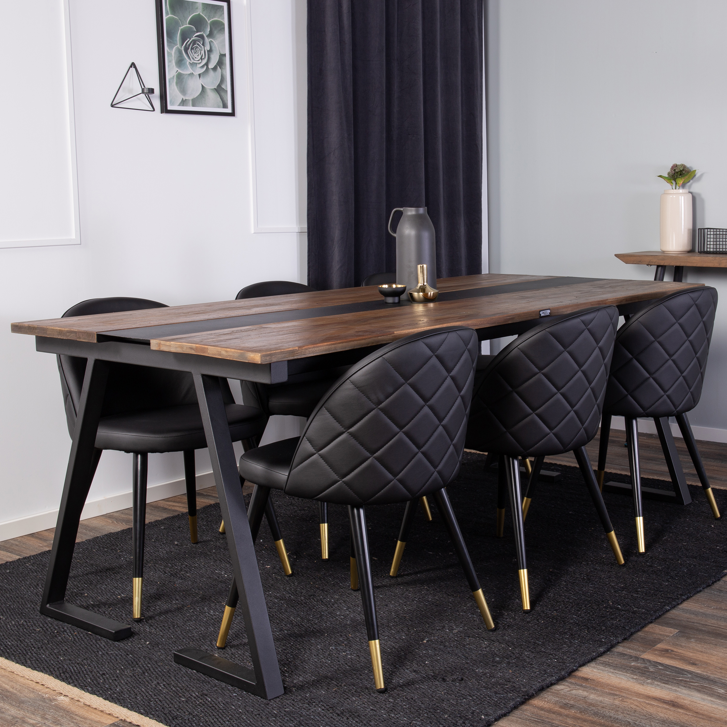 Spisegruppe Venture Home Jane med 6 Valentina Stoler Mörk Teak