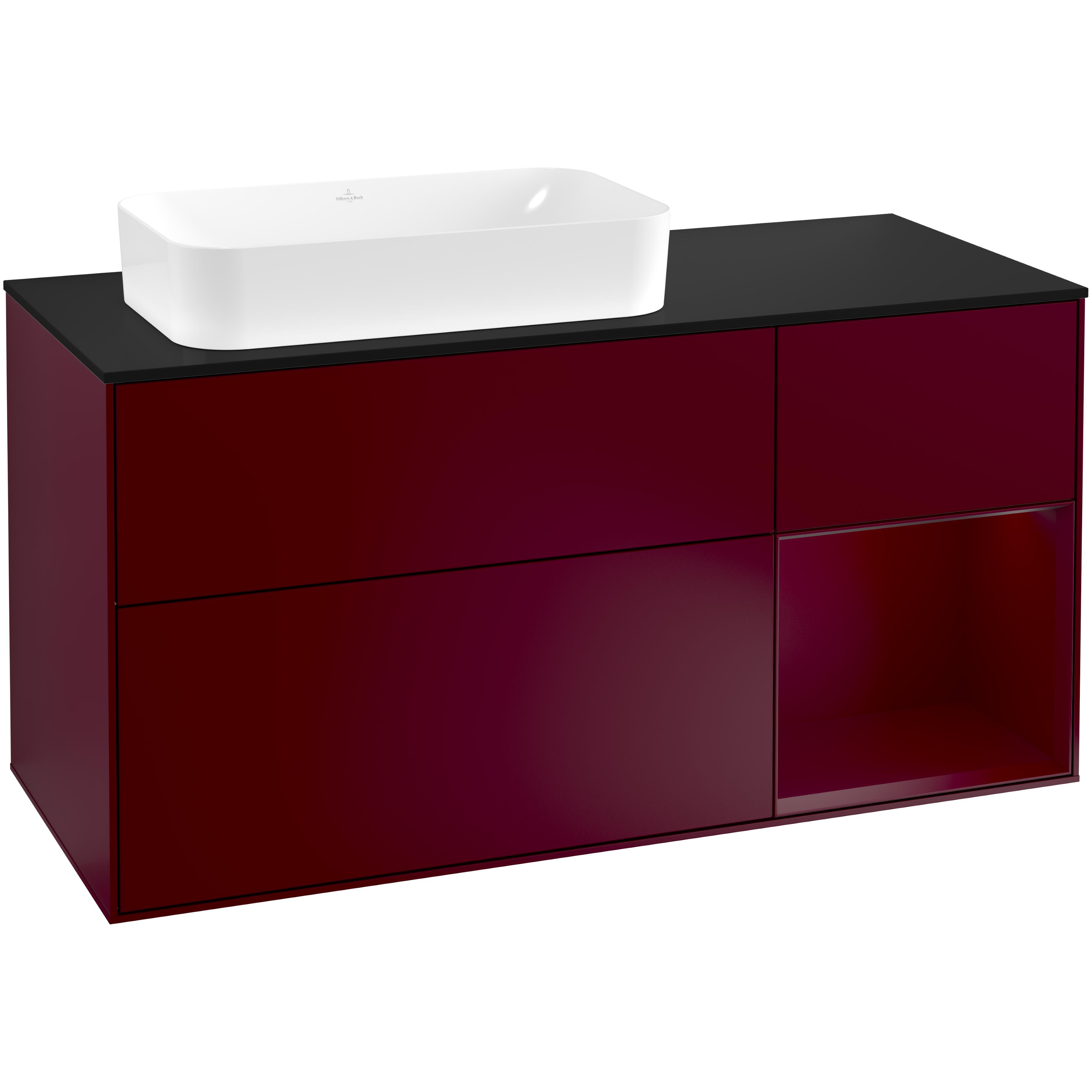 Tvättställsskåp Villeroy & Boch Finion med 3 Lådor Hylla och Bänkskiva för Ocentrerat Fristående Tvättställ