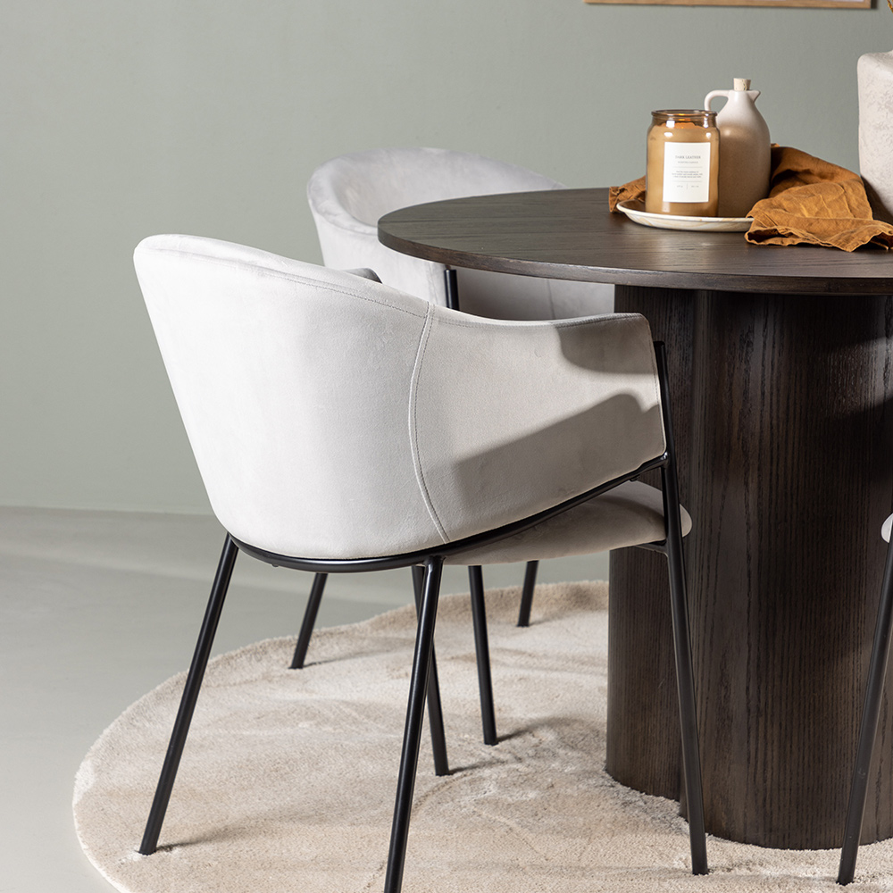 Spisegruppe Venture Home Olivia Ø110 cm med 4 stk Evelina Stoler