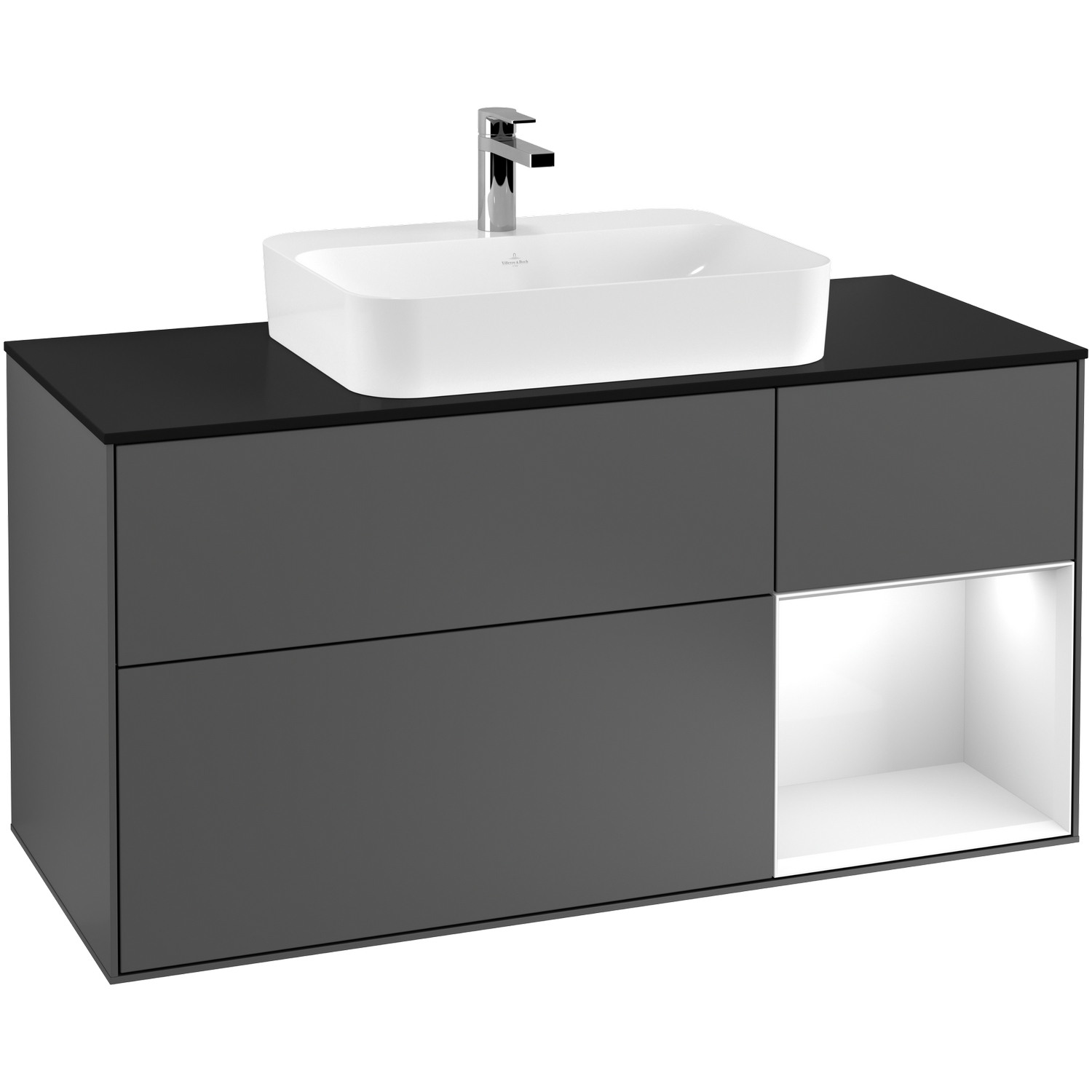 Tv&auml;ttst&auml;llssk&aring;p Villeroy & Boch Finion med 3 L&aring;dor Hylla och B&auml;nkskiva f&ouml;r Ytmonterat Tv&auml;ttst&auml;ll