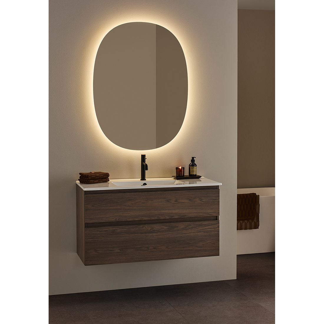 Spegel Hafa Ellipse LED 1000x750