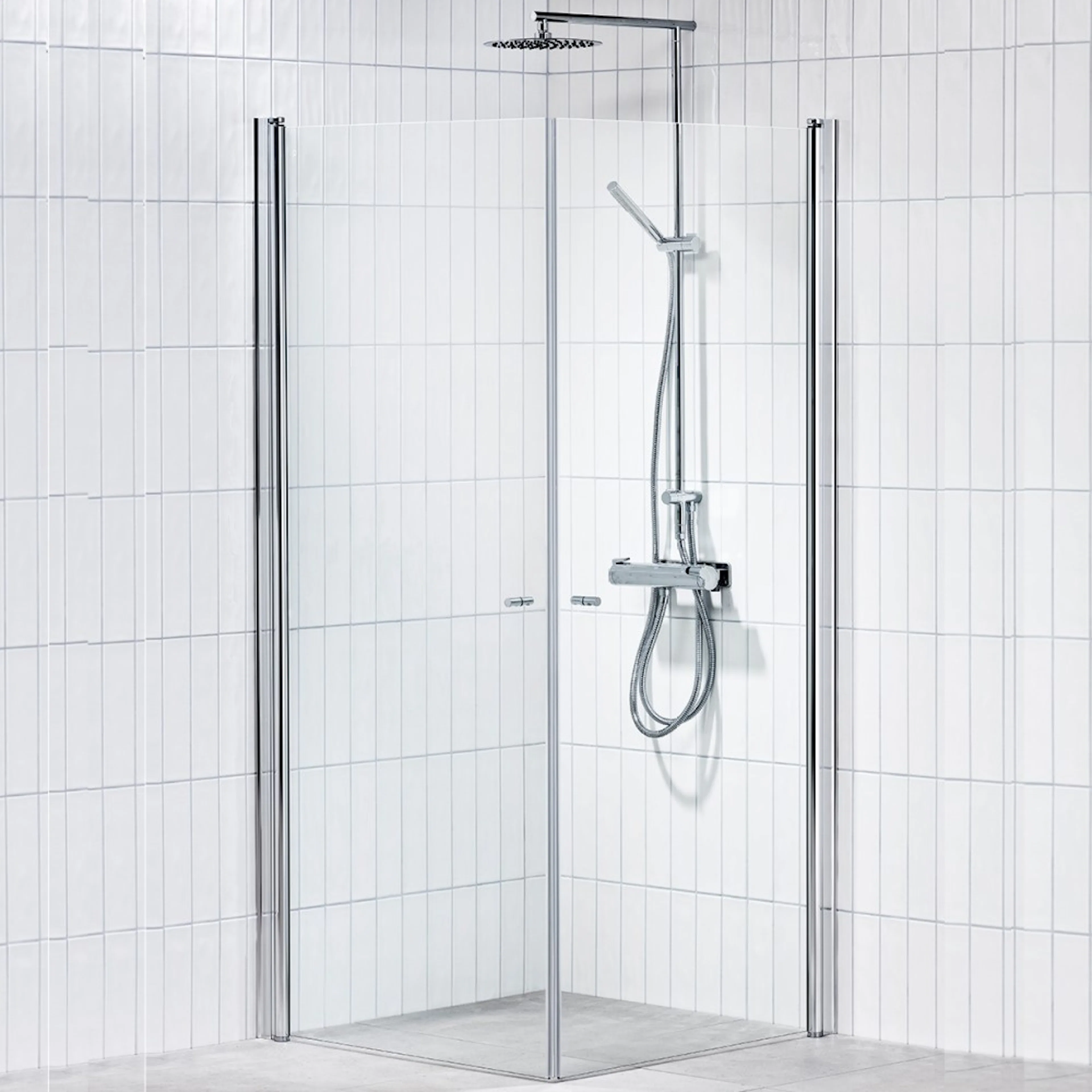 Duschhörna Alterna Picto Rak 1000x1000 mm Klarglas LxB: 985x985 mm, Klarglas/Aluminium