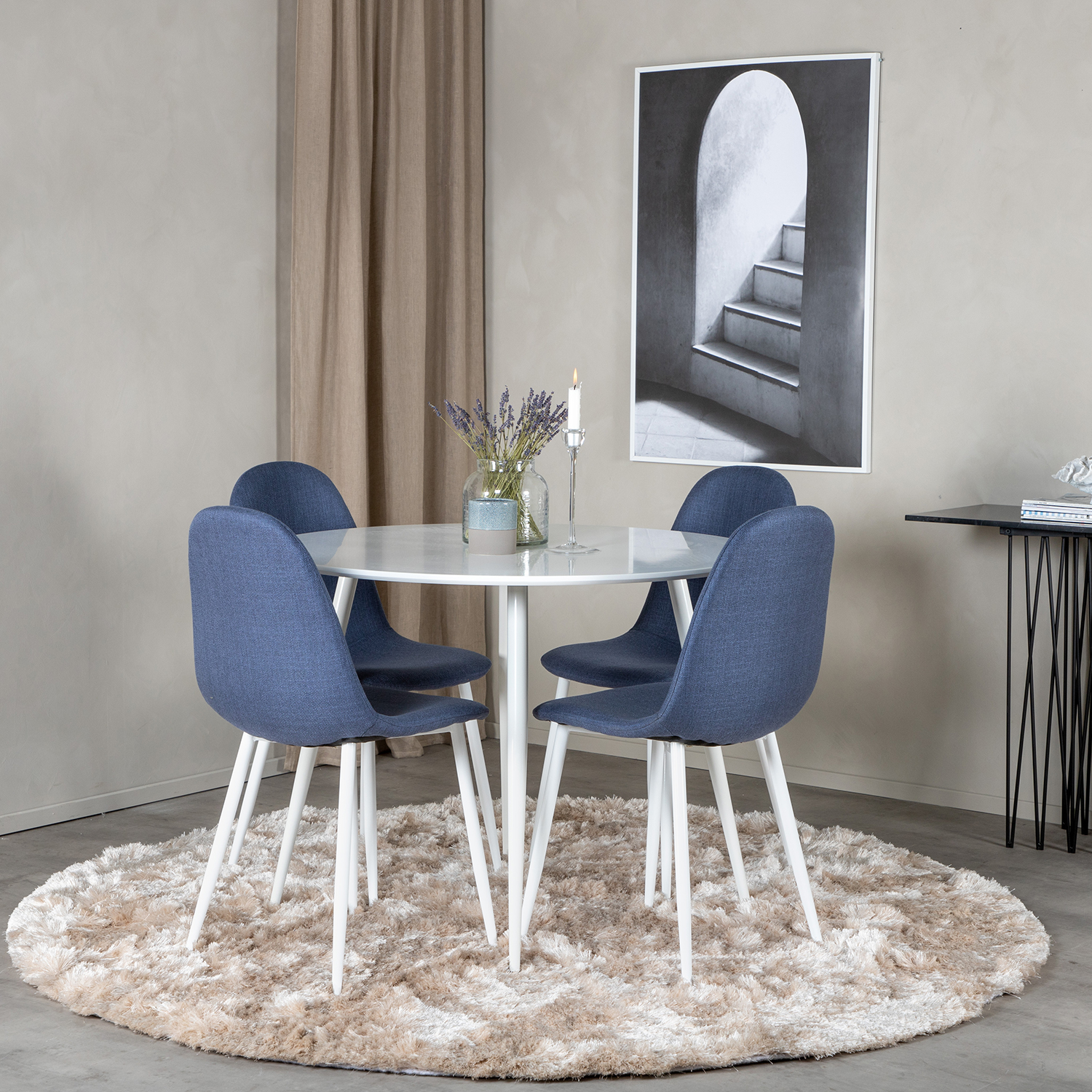 Spisegruppe Venture Home Plake med 4 Pobbie Stoler Polyester Rundt